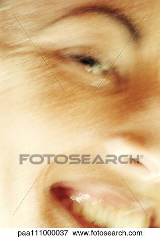 Smiling face, extreme close-up, blurred View Large Photo Image Stock Photo - Smiling face, extreme close-up, blurred. Fotosearch