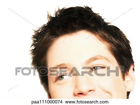 Picture - Teenage boy's face, partial view, close-up. Fotosearch