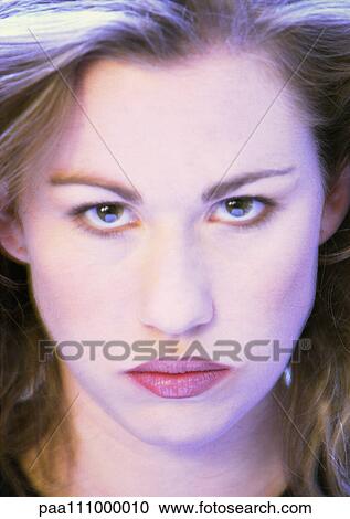 Stock Image - Woman's face, close-up, portrait. Fotosearch