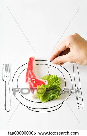 Hand seasoning food on drawing of plate View Large Photo Image Stock Photography - Hand seasoning food on drawing of plate. Fotosearch