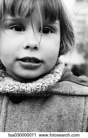 Little girl, portrait, black and white View Large Photo Image Stock Image - Little girl, portrait, black and white. Fotosearch