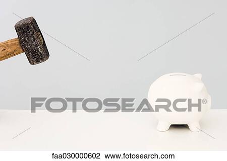 Piggy bank running away from hammer View Large Photo Image Stock Image - Piggy bank running away from hammer. Fotosearch