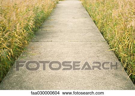 Sidewalk cutting through field View Large Photo Image Picture - Sidewalk cutting through field. Fotosearch