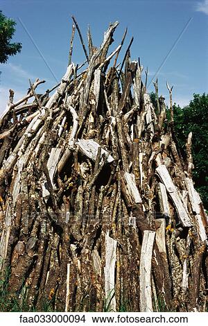 Picture - Piled timber, low angle view. Fotosearch