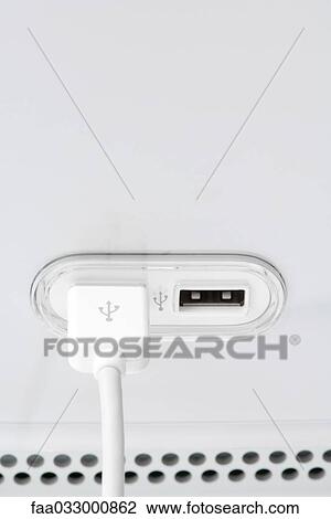 USB cable connected to computer port, close-up View Large Photo Image Stock Image - USB cable connected to computer port, close-up. Fotosearch