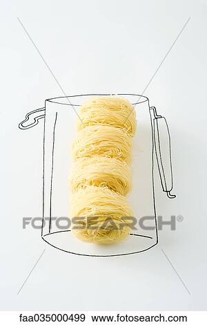 Stock Photo - Dried noodles in drawing of canister. Fotosearch