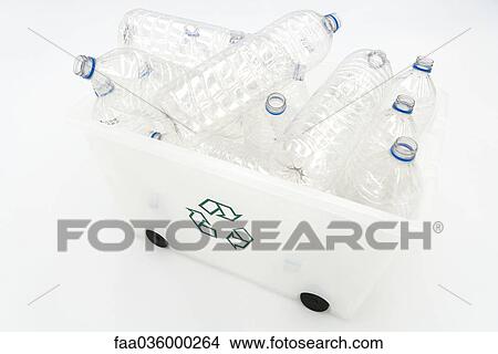 Picture - Plastic bottles in recycling bin. Fotosearch