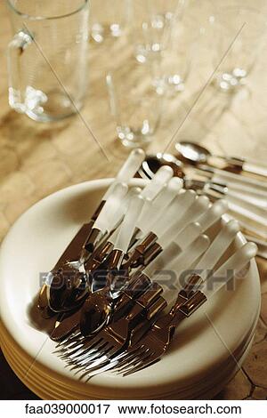 Stock Photo - Dishes and silverware. Fotosearch