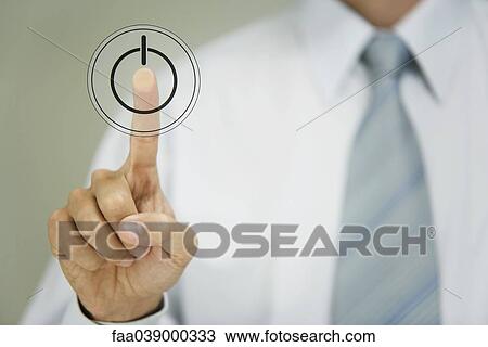 Man pressing power button View Large Photo Image Stock Image - Man pressing power button. Fotosearch