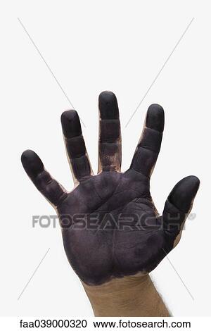 Man's hand with black paint on palm View Large Photo Image Stock Image - Man's hand with black paint on palm. Fotosearch