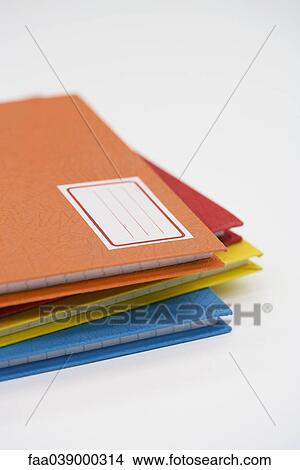 Picture - Pile of school notebooks. Fotosearch