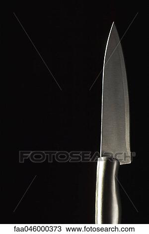 Kitchen knife on black background View Large Photo Image Stock Image - Kitchen knife on black background. Fotosearch