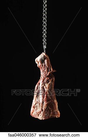 Steak hanging from meat hook View Large Photo Image Stock Photo - Steak hanging from meat hook. Fotosearch