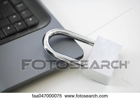 Padlock on laptop computer View Large Photo Image Stock Photography - Padlock on laptop computer. Fotosearch