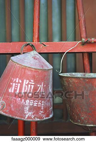 China, firefighting bucket View Large Photo Image Stock Photo - China, firefighting bucket. Fotosearch
