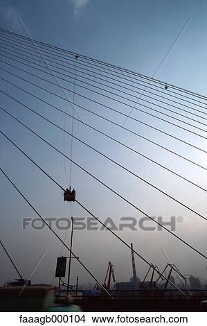 Picture - China, Shanghai, Apu suspension bridge. Fotosearch