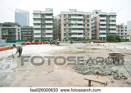 Construction site with workers View Large Photo Image Stock Image - Construction site with workers. Fotosearch