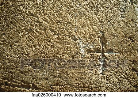 Cross carved into wall, close-up View Large Photo Image Stock Image - Cross carved into wall, close-up. Fotosearch