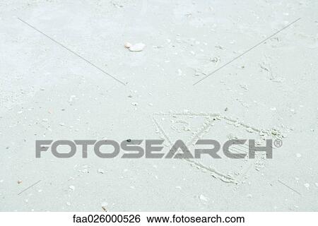Drawing of house in sand View Large Photo Image Stock Photograph - Drawing of house in sand. Fotosearch