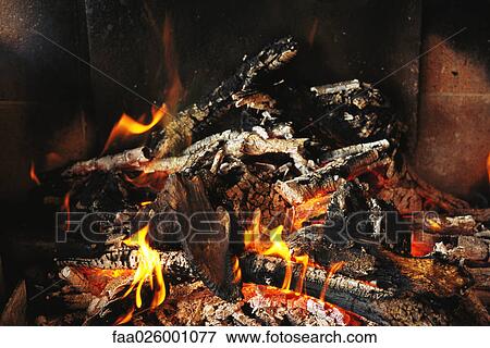 Firewood burning, close-up View Large Photo Image Stock Photo - Firewood burning, close-up. Fotosearch