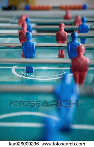 Stock Photograph - Foosball table, extreme close-up. Fotosearch