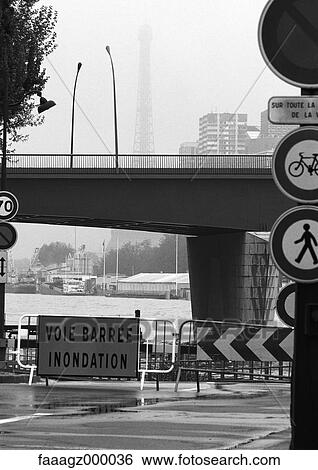 France, Paris, "road closed due to flooding" sign View Large Photo Image Stock Photograph - France, Paris, "road closed due to flooding" sign. Fotosearch