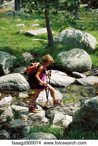 Picture - Girl hiking. Fotosearch