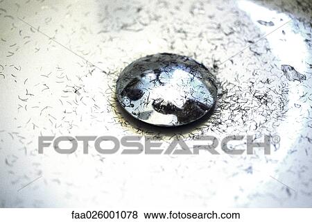 Stock Photo - Hair shavings in sink, extreme close-up. Fotosearch