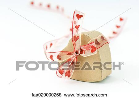 Stock Photo - Heart shaped box with heart ribbon. Fotosearch