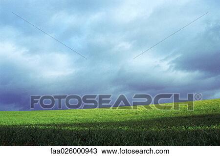 Landscape with grassy hill and clouds View Large Photo Image Stock Image - Landscape with grassy hill and clouds. Fotosearch