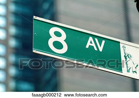 New York, Manhattan, 8th Avenue street sign, close-up View Large Photo Image Stock Image - New York, Manhattan, 8th Avenue street sign, close-up. Fotosearch