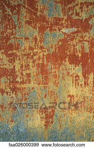 Painted surface, deteriorating, close-up View Large Photo Image Stock Photo - Painted surface, deteriorating, close-up. Fotosearch