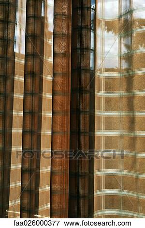 Plaid curtains in window, full frame View Large Photo Image Stock Photo - Plaid curtains in window, full frame. Fotosearch