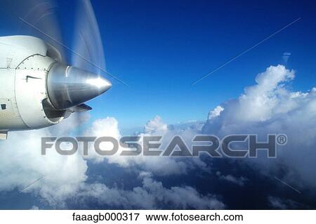 Stock Photo - Plane propeller, in the air. Fotosearch
