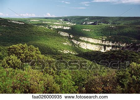 Stock Photography - Rolling landscape with white cliffs. Fotosearch