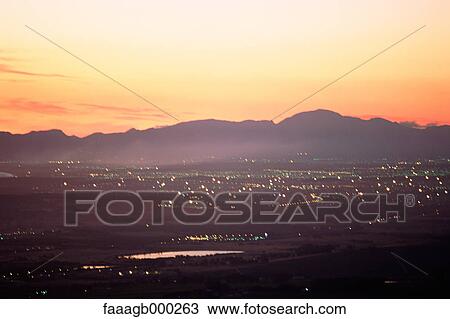 Stock Image - South Africa, Cape Peninsula, sunset seen from Somerset. Fotosearch