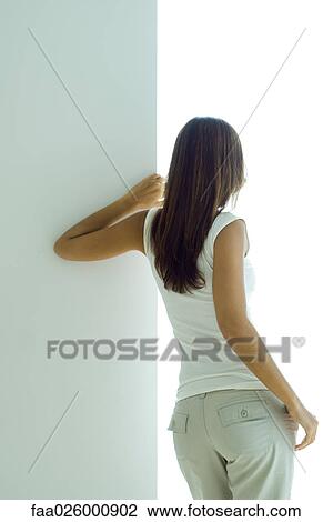 Woman looking out window, rear view View Large Photo Image Stock Image - Woman looking out window, rear view. Fotosearch