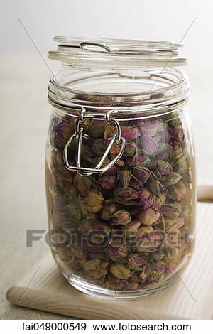 Stock Photo - Dried rosebuds in jar. Fotosearch