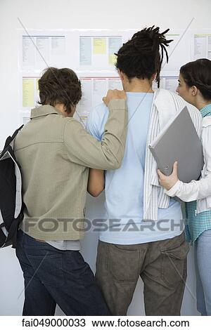 Friends standing together at bulletin board, rear view View Large Photo Image Stock Image - Friends standing together at bulletin board, rear view. Fotosearch