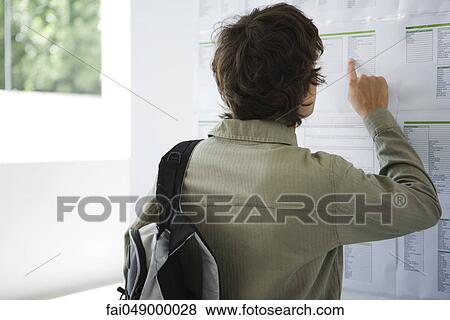 Male college student checking results posted on bulletin board, rear view View Large Photo Image Stock Photo - Male college student checking results posted on bulletin board, rear view. Fotosearch