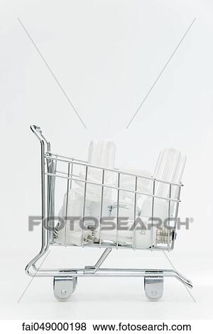 Shopping cart containing energy efficient light-bulbs View Large Photo Image Stock Photo - Shopping cart containing energy efficient light-bulbs. Fotosearch