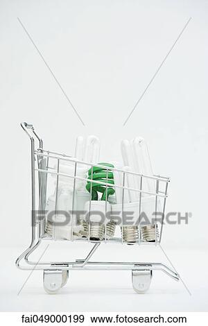Shopping cart containing energy efficient light-bulbs View Large Photo Image Stock Photo - Shopping cart containing energy efficient light-bulbs. Fotosearch