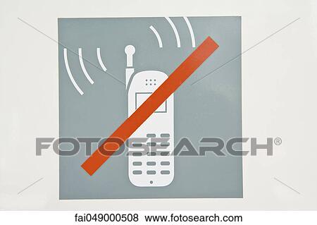 Sign prohibiting use of cell phones View Large Photo Image Stock Photo - Sign prohibiting use of cell phones. Fotosearch
