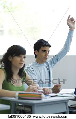 High school students in class, teen boy raising hand View Large Photo Image Stock Photography - High school students in class, teen boy raising hand. Fotosearch