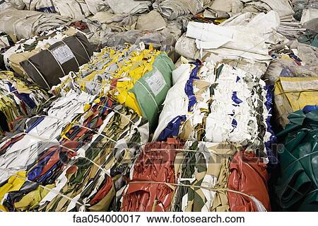 Stock Photo - Bales of PVC sheeting to be recycled. Fotosearch
