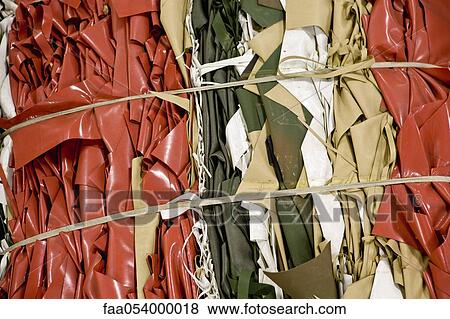 Stock Photo - Bales of PVC sheeting to be recycled. Fotosearch