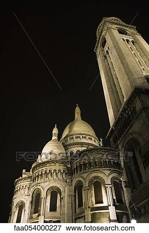 France, Paris, Montmartre, Sacre Coeur at night View Large Photo Image Stock Photo - France, Paris, Montmartre, Sacre Coeur at night. Fotosearch