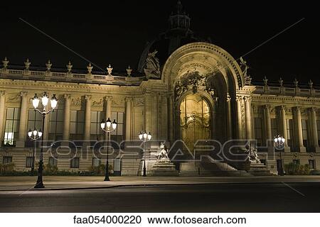 Stock Image - France, Paris, The Louvre at night. Fotosearch