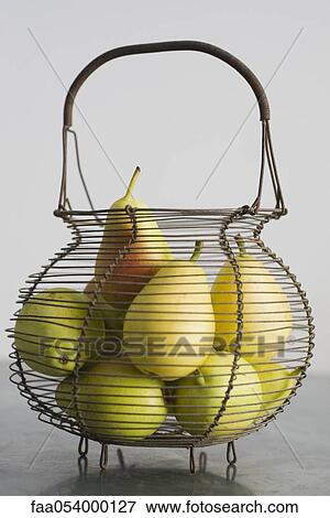Pears in wire basket View Large Photo Image Stock Photo - Pears in wire basket. Fotosearch