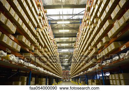 Stock Image - Warehouse stocked with coated textile products. Fotosearch